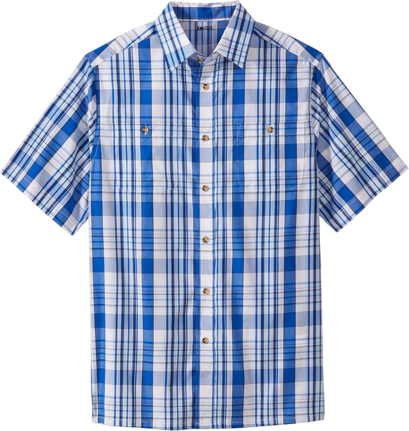 KingSize Men's Big & Tall Short-Sleeve Plaid Sport Shirt