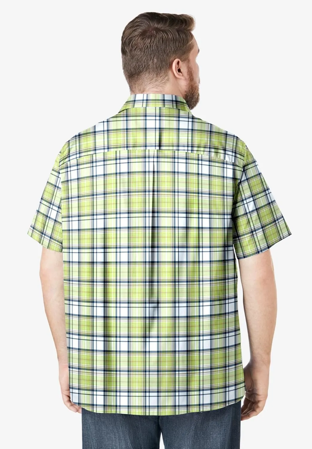 KingSize Men's Big & Tall Short-Sleeve Plaid Sport Shirt