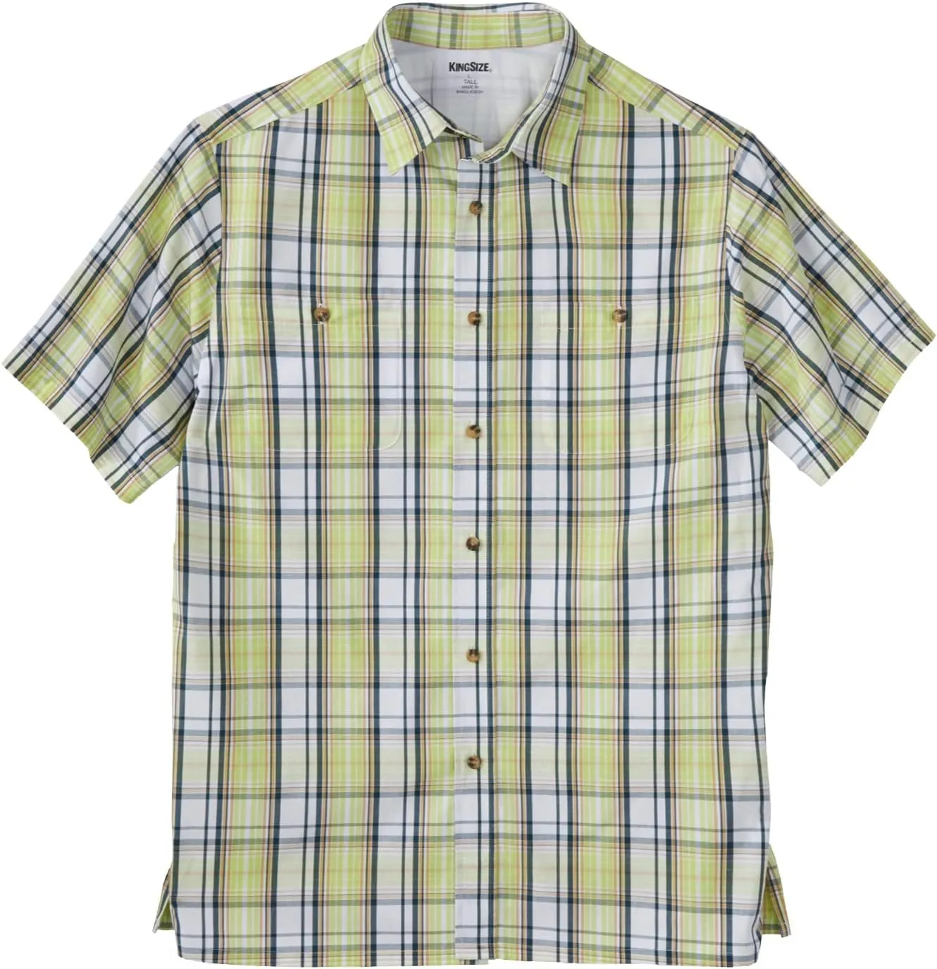 KingSize Men's Big & Tall Short-Sleeve Plaid Sport Shirt