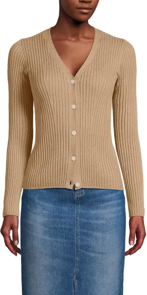 Lands' End Women's Fine Gauge Cotton Cardigan Sweater