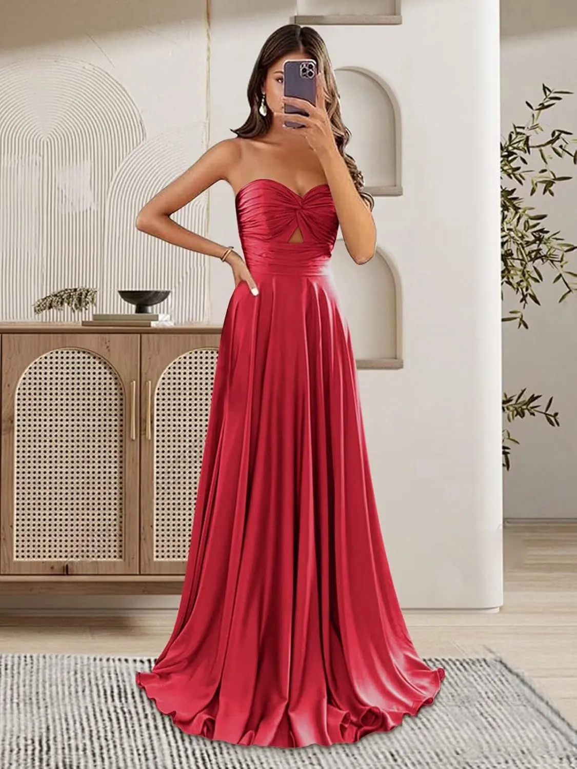 Lindo Novia Satin Bridesmaid Dresses for Wedding Prom Dresses 2025 for Women Keyhole Formal Evening Party Gowns