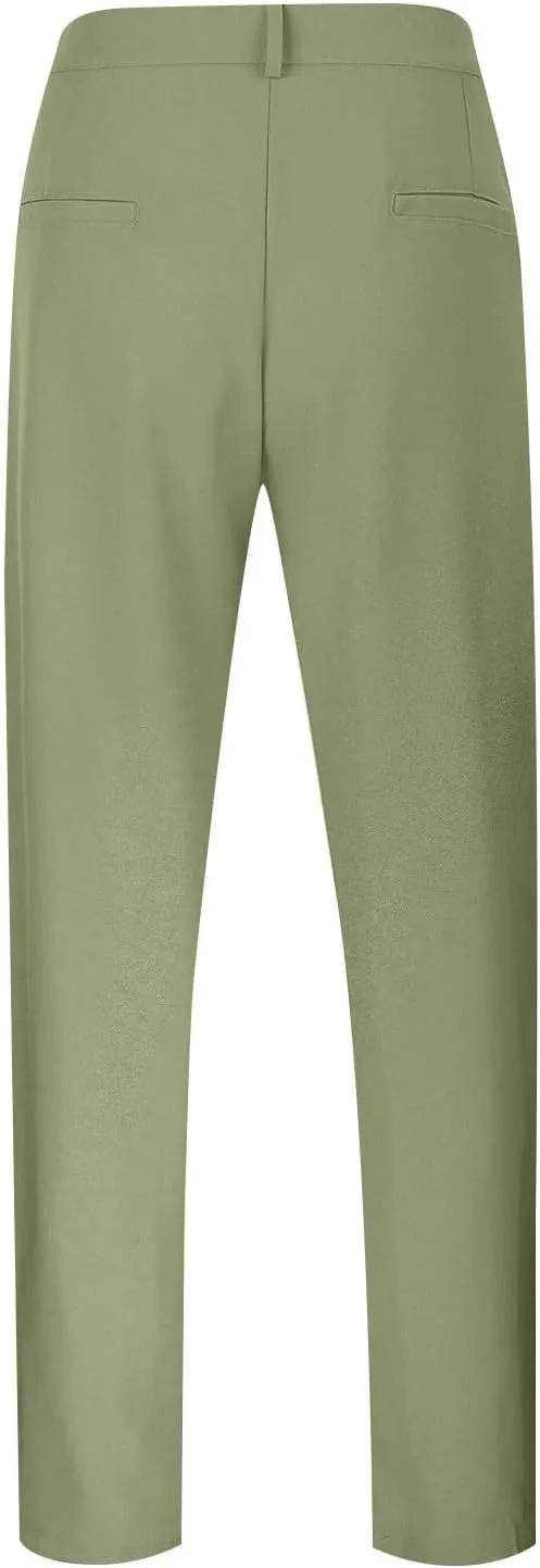 Linen Casual Dress Pants for Men High Waist Button Fly Straight Leg Trendy Formal Work Trousers Loose Beach Travel Pants