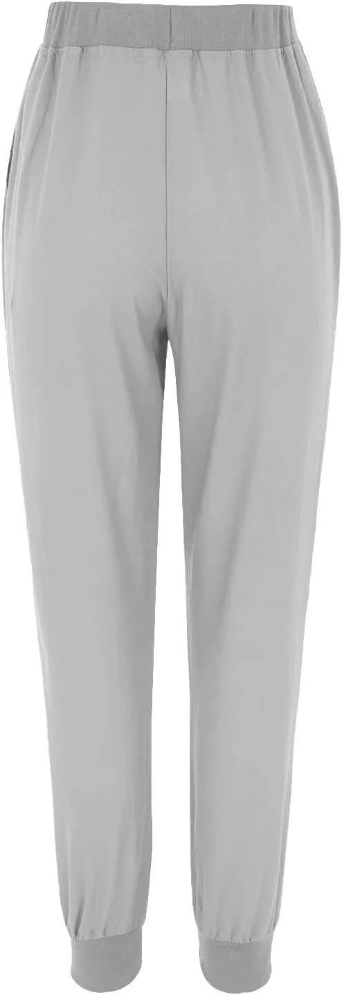 Linen Pants Women Jogger Pants Tapered Leg Summer Casual Drawstring Elastic Waist Lightweight Joggers with Pockets