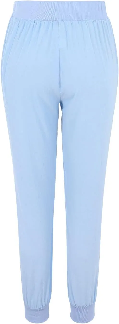 Linen Pants Women Jogger Pants Tapered Leg Summer Casual Drawstring Elastic Waist Lightweight Joggers with Pockets