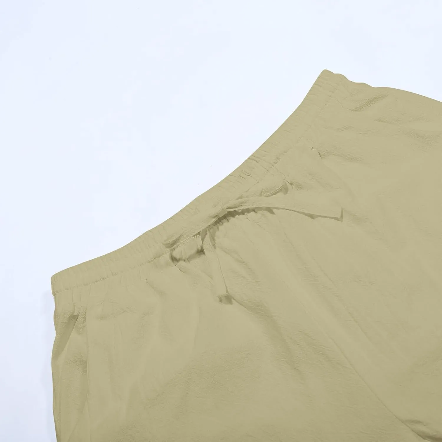 Linen Pants Women Petite Elastic Waisted Trousers Lightweight Summer Pants Dressy Palazzo Pant Beach Vacation Outfit