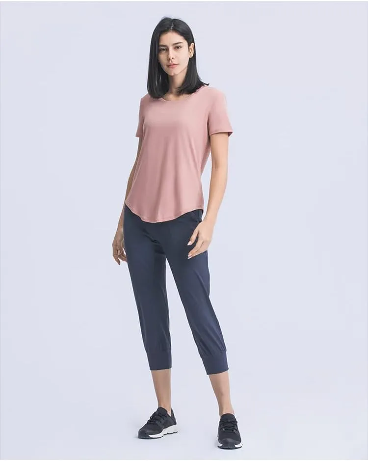 Looleafy Women's Running Shirts Quick Dry Short Sleeve Athletic Workout Tops V Neck Moisture Wicking Tops Women