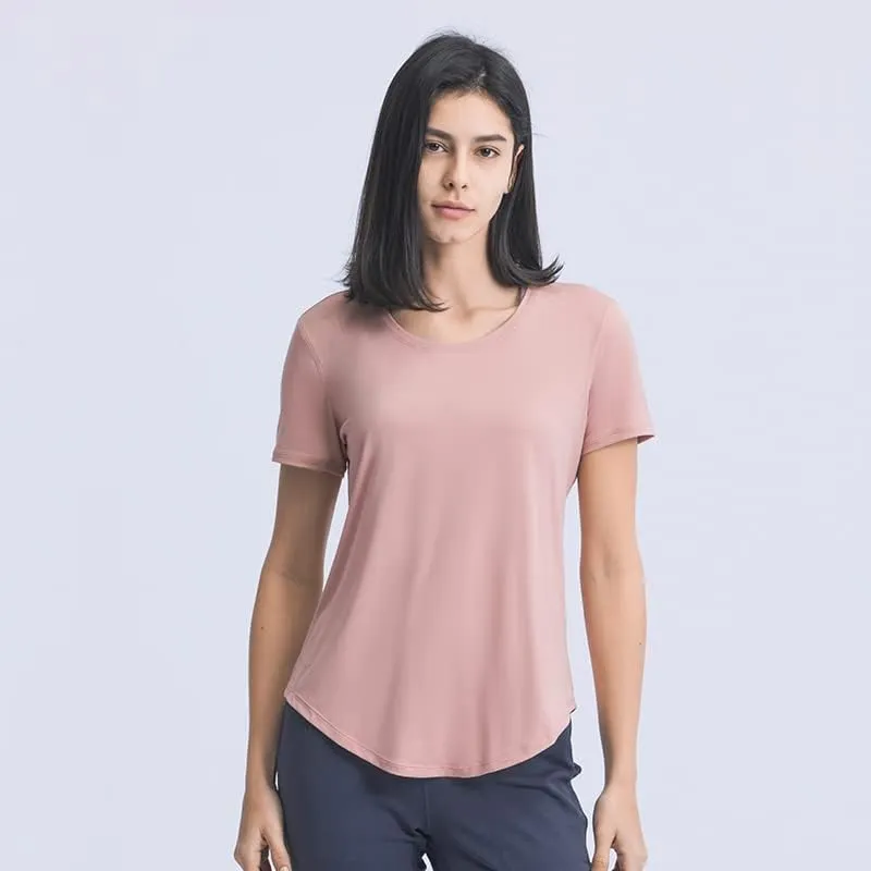 Looleafy Women's Running Shirts Quick Dry Short Sleeve Athletic Workout Tops V Neck Moisture Wicking Tops Women