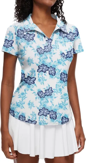 Loovoo Womens Golf Shirts Short Sleeve Collared V-Neck Casual Polos Quick Dry Workout Tennis Tops