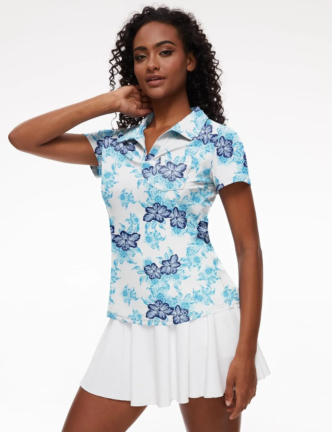 Loovoo Womens Golf Shirts Short Sleeve Collared V-Neck Casual Polos Quick Dry Workout Tennis Tops