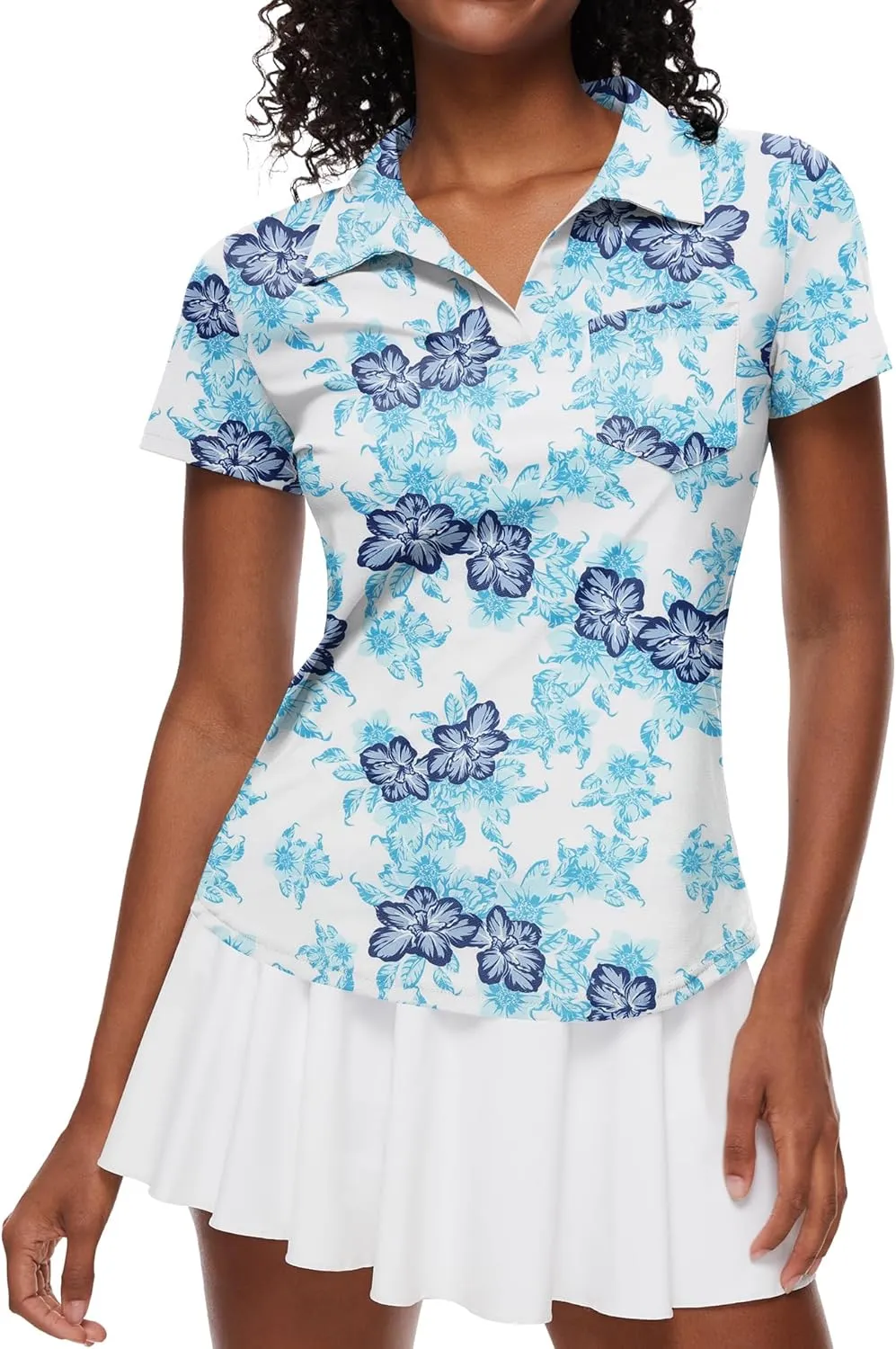 Loovoo Womens Golf Shirts Short Sleeve Collared V-Neck Casual Polos Quick Dry Workout Tennis Tops