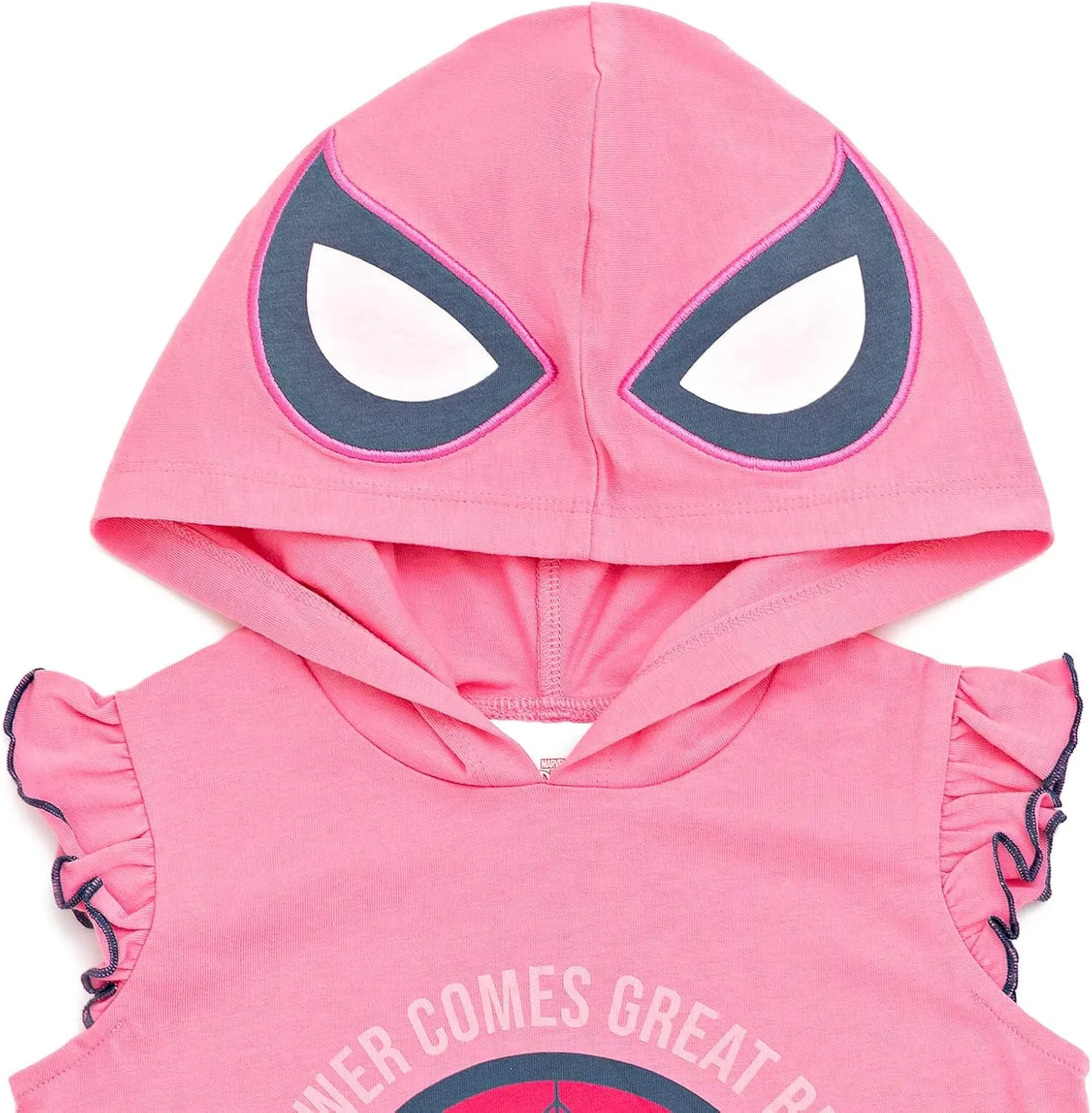 Marvel Spider-Man Girls Cosplay Tank Top and French Terry Dolphin Shorts Outfit Set Toddler to Big Kid Sizes (2T - 14-16)