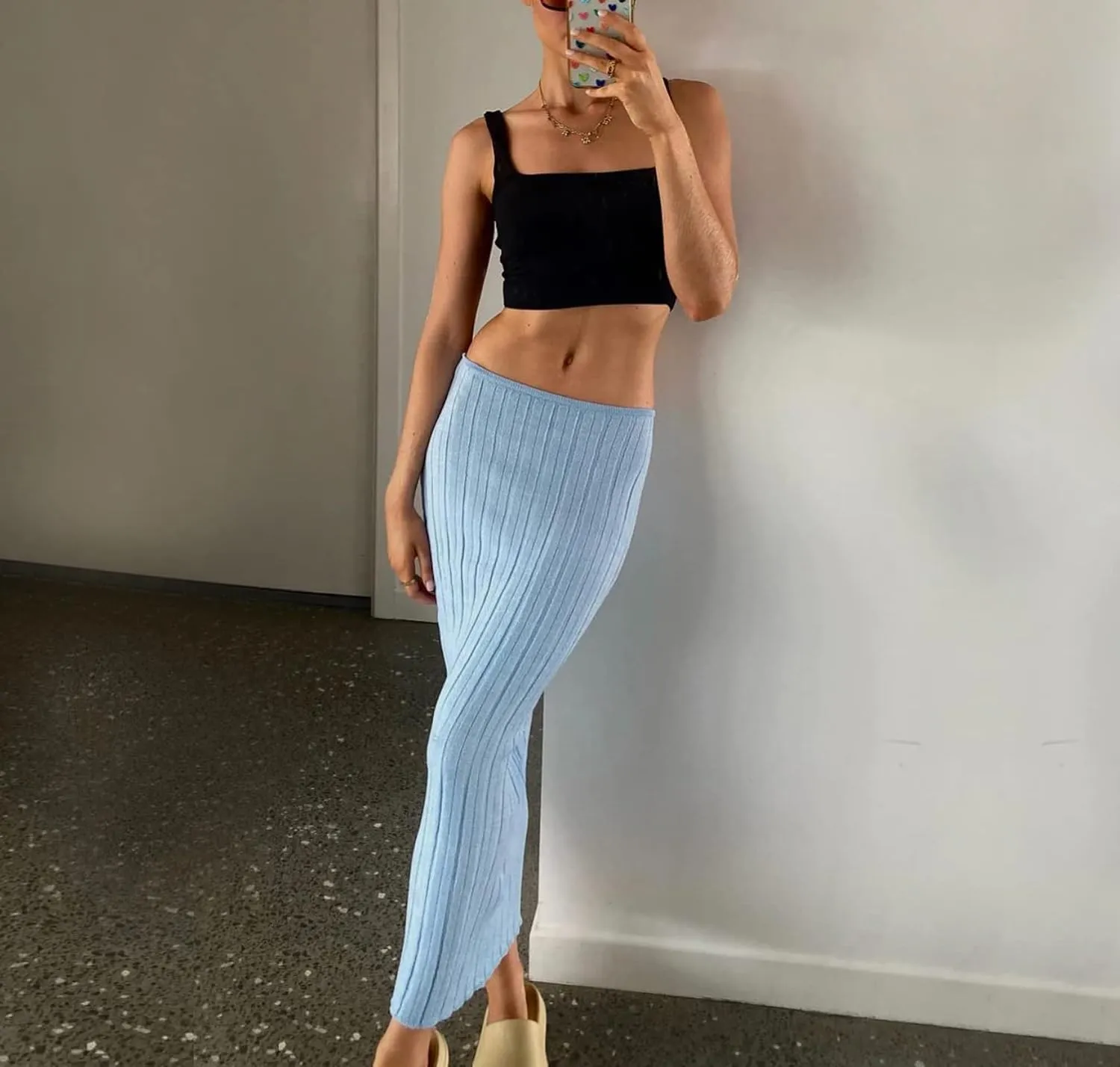 Meladyan Women High Waist Knit Long Maxi Skirt Stretchy Solid Slim Midi Skirts Strapless Bodycon Beach Dress Cover Up
