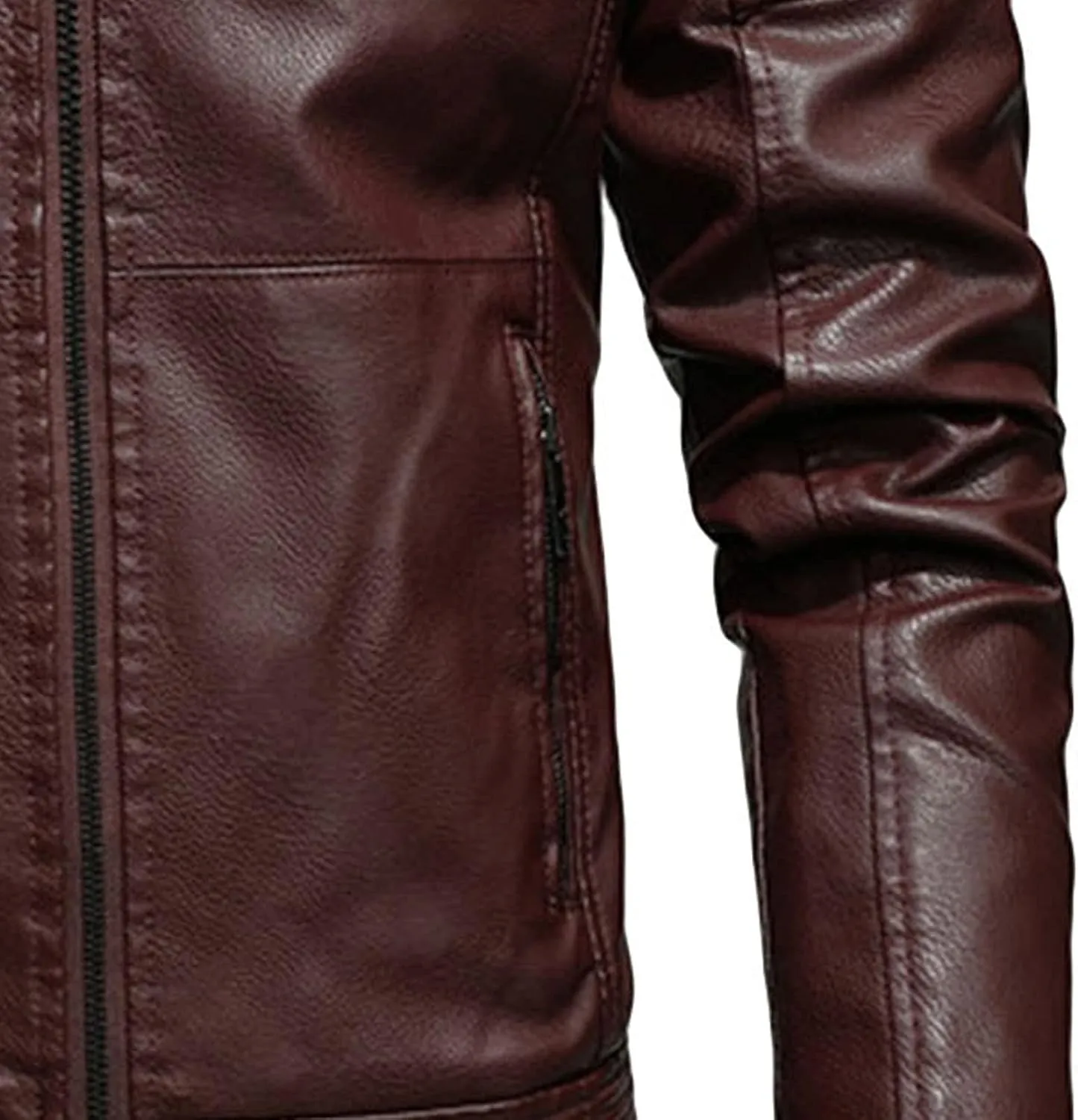 Men Faux Leather Jacket Motorcycle Jacket Casual Waterproof Windproof Pu Moto Coat Vintage Bomber Hoodie With Hood