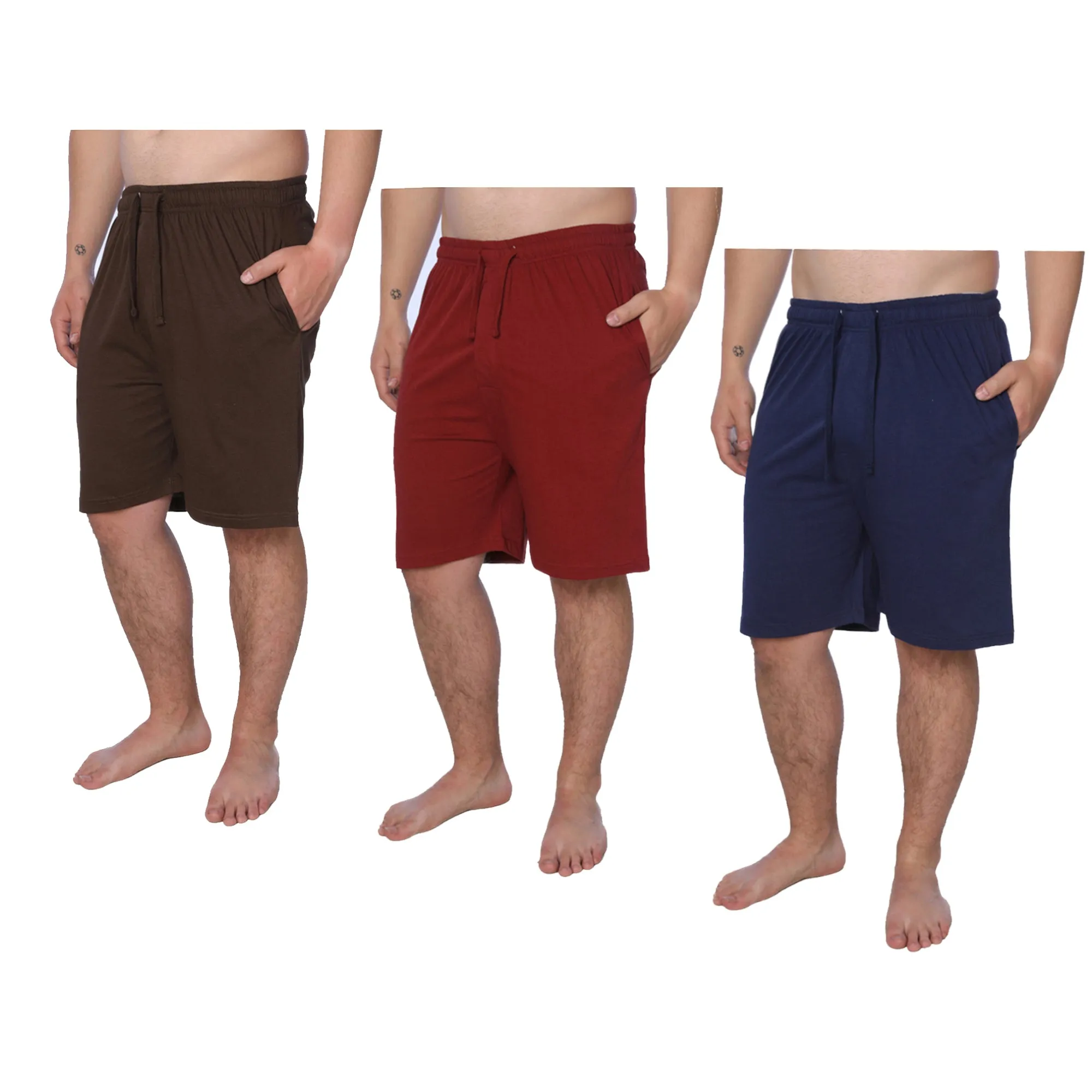 Men's 3 Pack Plus Size Jersey Knit Pajama Shorts, Lounge Shorts