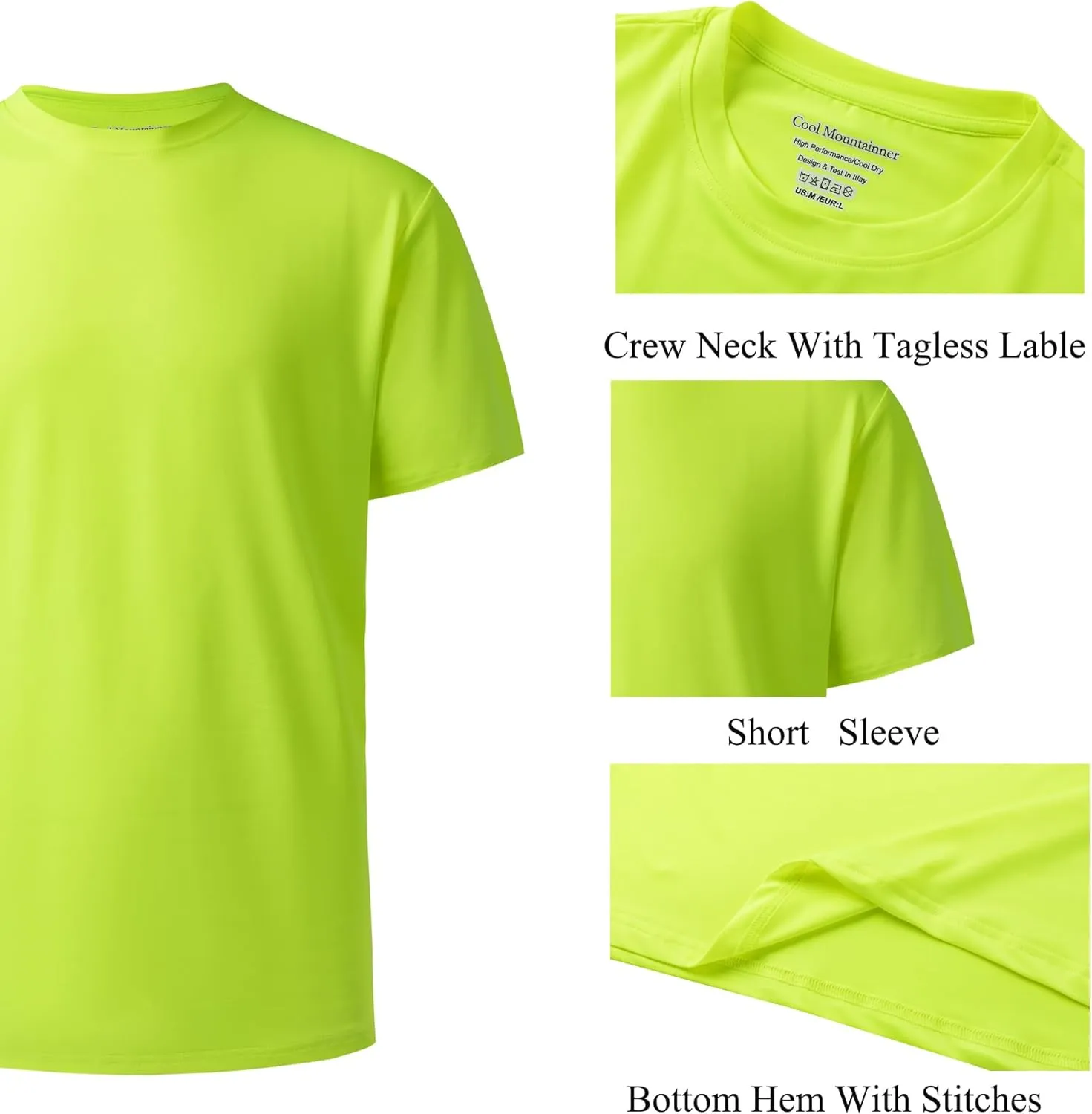 Mens Active T Shirts High Visible Sun Protection Cool Dry Fit Athletic Running Shirts Men's Rash Guard