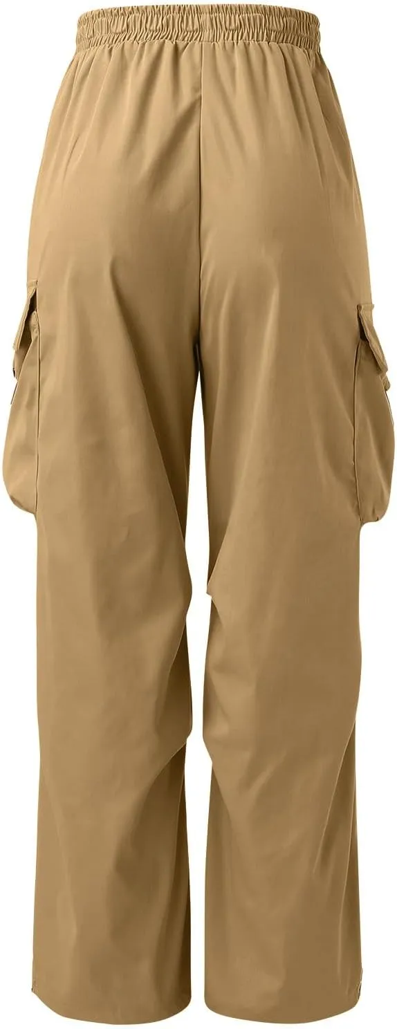 Men's Baggy Cargo Pants Casual Parachute Pants Elastic Waist Drawstring Loose Fit Outdoor Multi Pockets