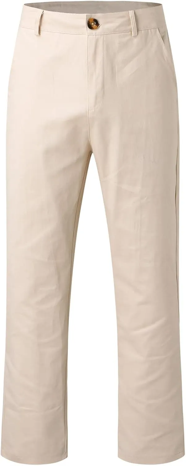 Mens Business Chino Pants Slim Fit Modern Style Cropped Pants Casual Lightweight Tapered Trousers Fashion Kakhi Pants