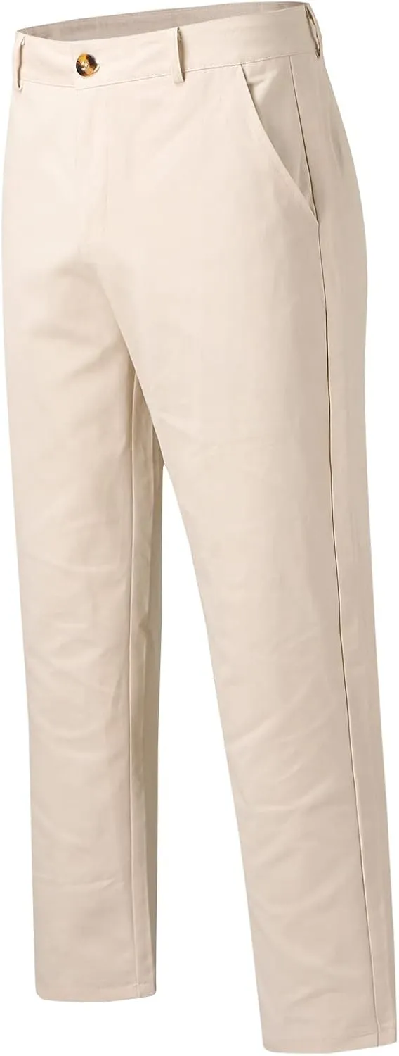 Mens Business Chino Pants Slim Fit Modern Style Cropped Pants Casual Lightweight Tapered Trousers Fashion Kakhi Pants