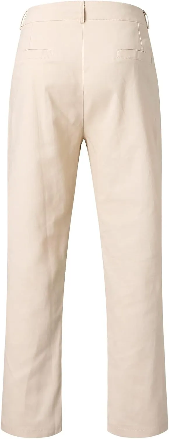 Mens Business Chino Pants Slim Fit Modern Style Cropped Pants Casual Lightweight Tapered Trousers Fashion Kakhi Pants