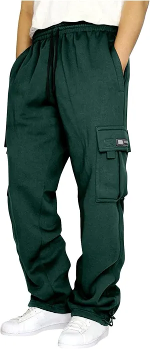 Mens Cargo Pants Casual Joggers, Big and Tall Athletic Pants Cotton Loose Baggy Pants, Straight Leg Sweatpants