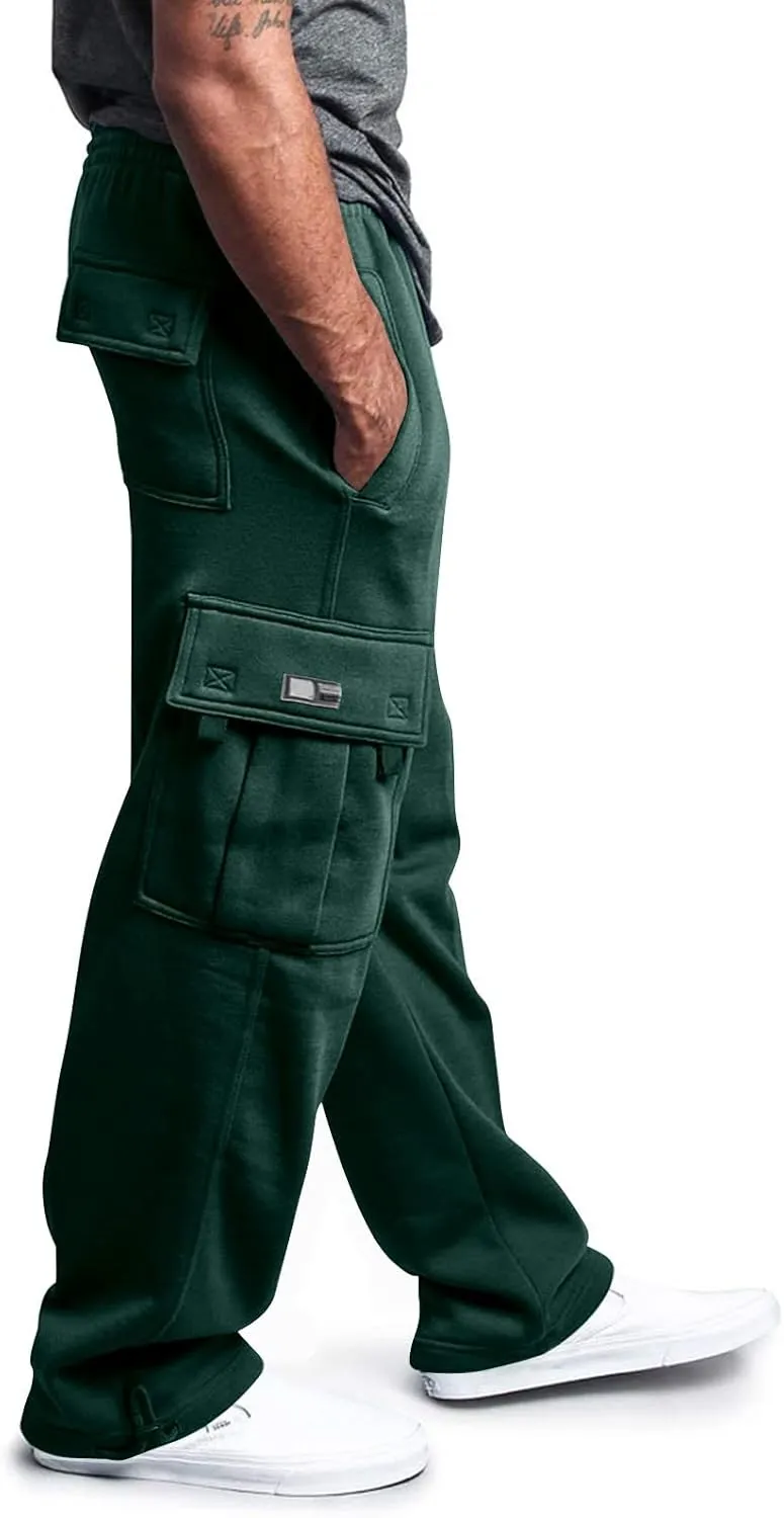 Mens Cargo Pants Casual Joggers, Big and Tall Athletic Pants Cotton Loose Baggy Pants, Straight Leg Sweatpants