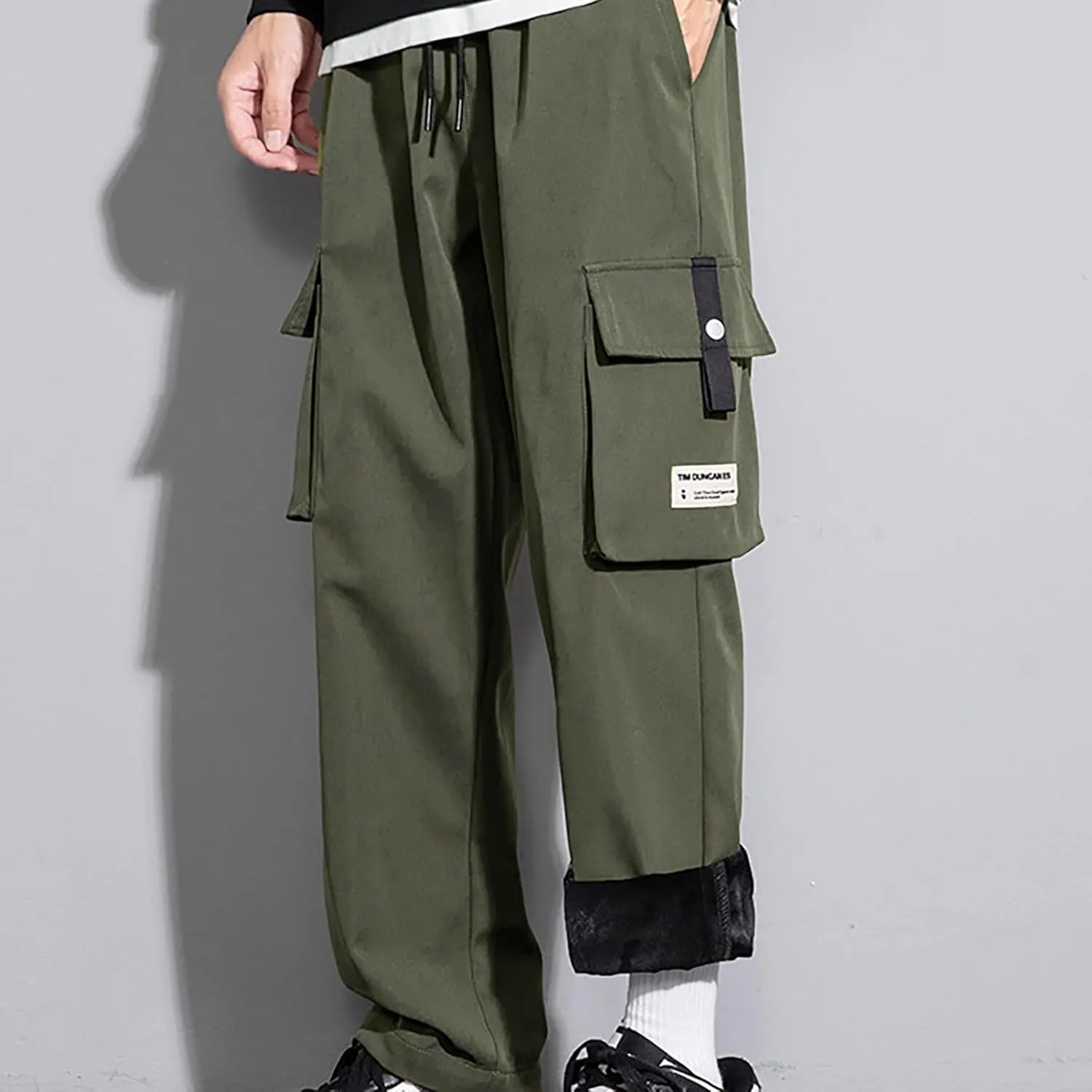 Mens Cargo Pants Mens Casual Pants Relaxed Fit Cargo Sweat Pants Flannel Lined Chino Pants for Men Slim Fit Stretch