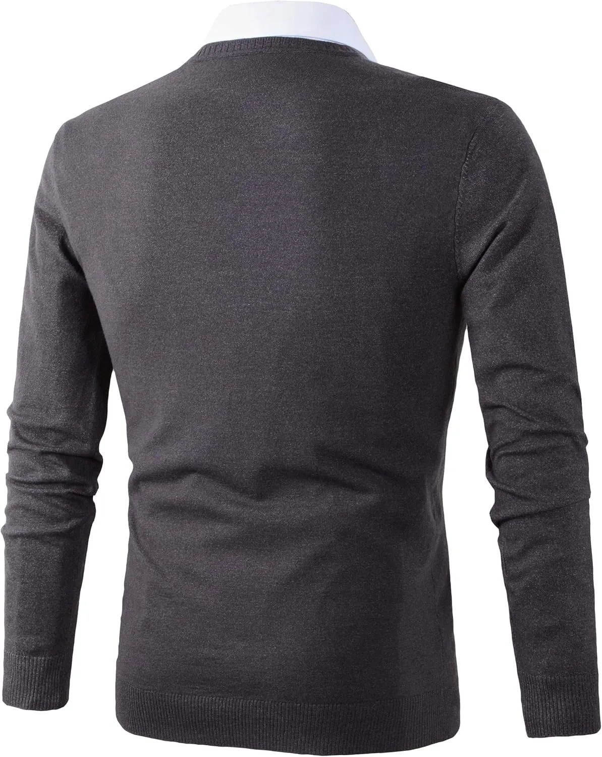 Mens Casual Basic Designed V-Neck Pullover Sweater