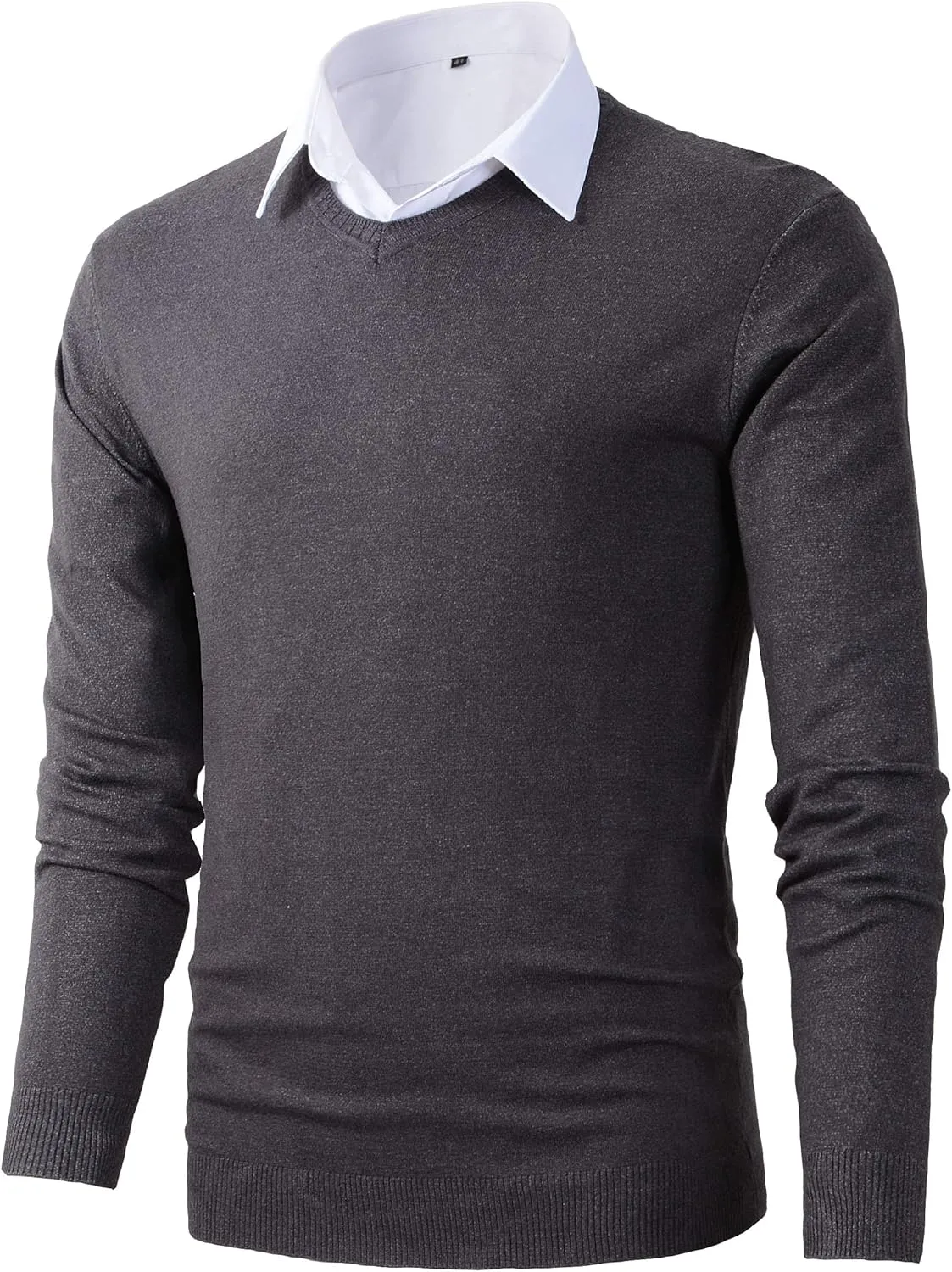 Mens Casual Basic Designed V-Neck Pullover Sweater