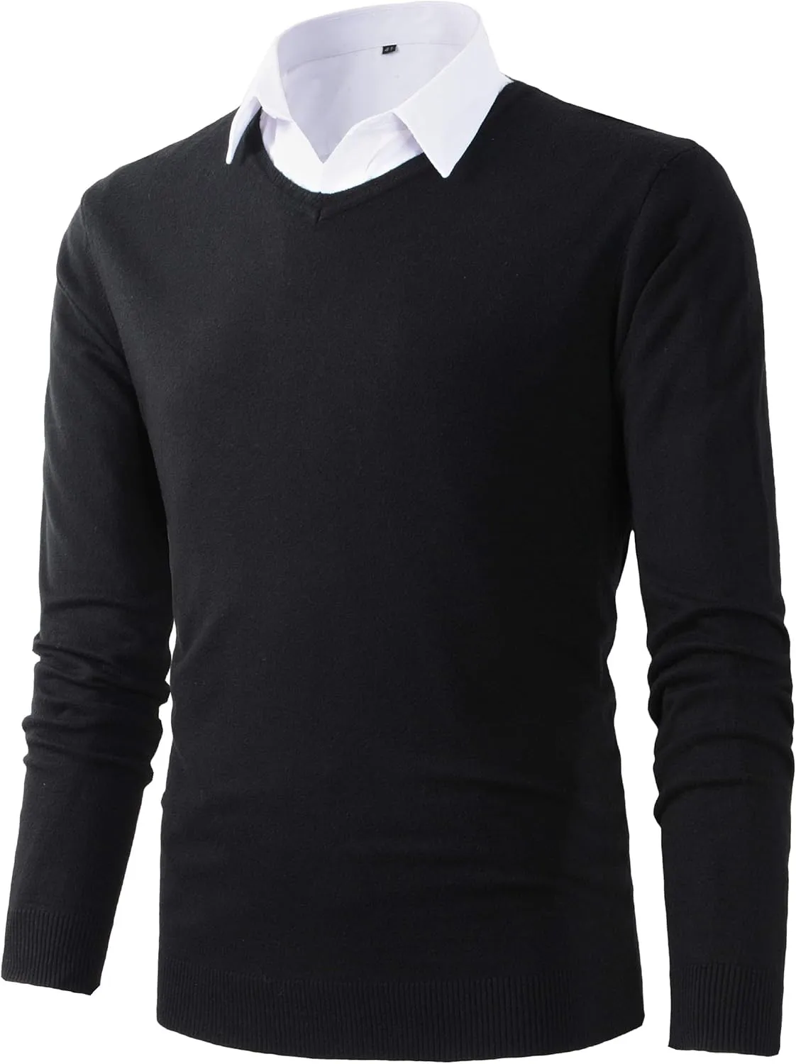 Mens Casual Basic Designed V-Neck Pullover Sweater