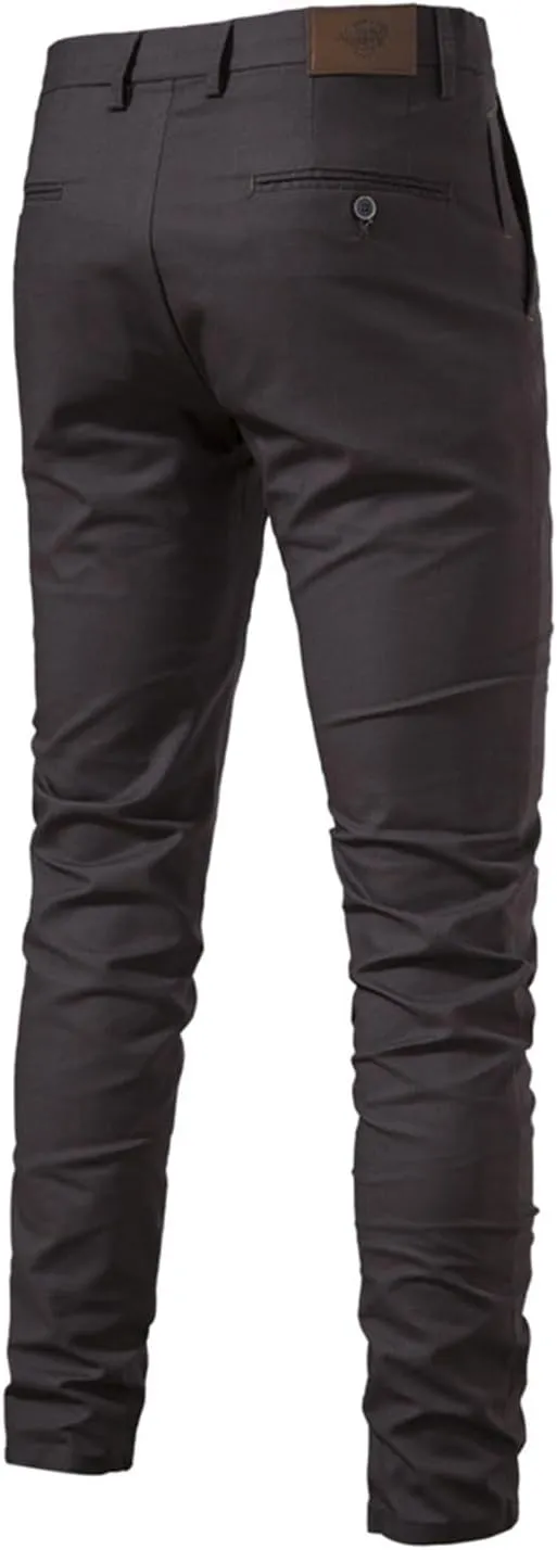 Men's Casual Dress Pants Stretch Fit Flat Front Breathable Pants Slim Fit Cargo Pants with Pockets for Work