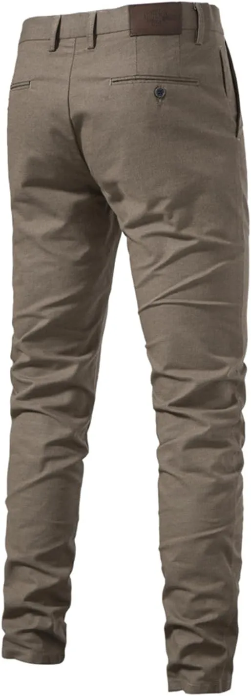 Men's Casual Dress Pants Stretch Fit Flat Front Breathable Pants Slim Fit Cargo Pants with Pockets for Work