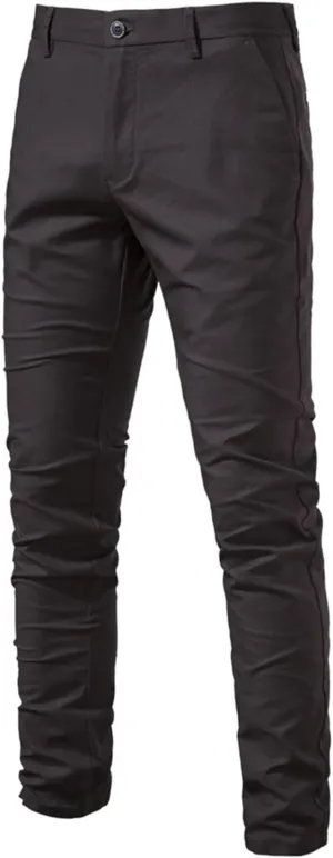 Men's Casual Dress Pants Stretch Fit Flat Front Breathable Pants Slim Fit Cargo Pants with Pockets for Work