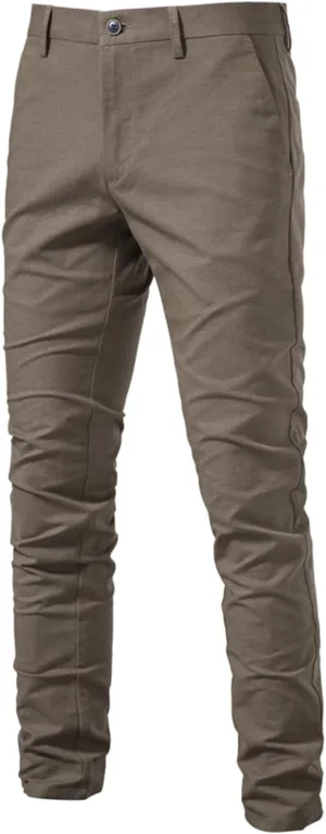 Men's Casual Dress Pants Stretch Fit Flat Front Breathable Pants Slim Fit Cargo Pants with Pockets for Work