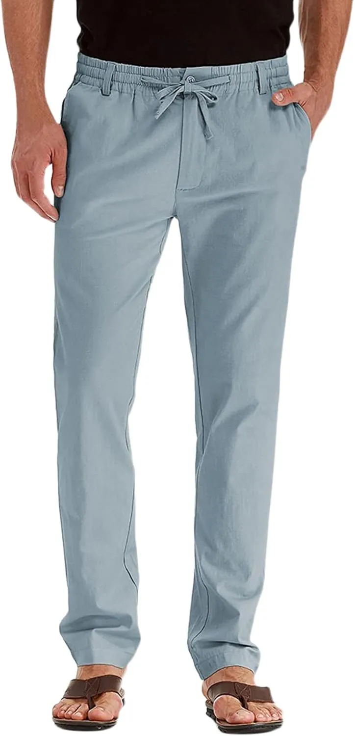 Mens Casual Pants, Elastic Waist and Zip Fly with Adjustable Internal Drawstring Custom Fit for Men Workout Pants