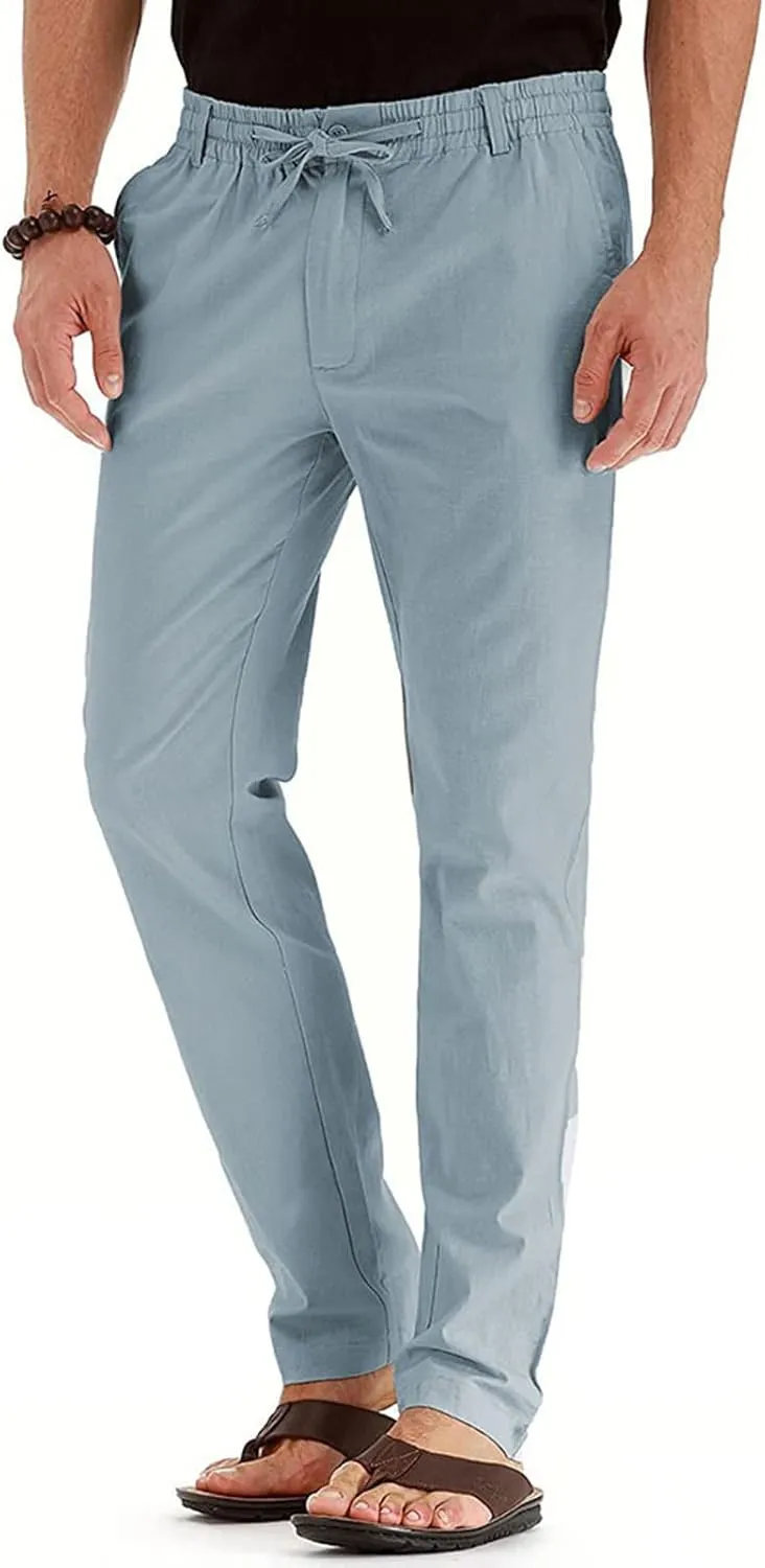 Mens Casual Pants, Elastic Waist and Zip Fly with Adjustable Internal Drawstring Custom Fit for Men Workout Pants