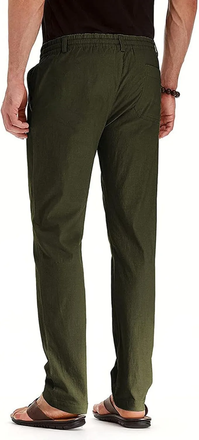 Mens Casual Pants, Elastic Waist and Zip Fly with Adjustable Internal Drawstring Custom Fit for Men Workout Pants