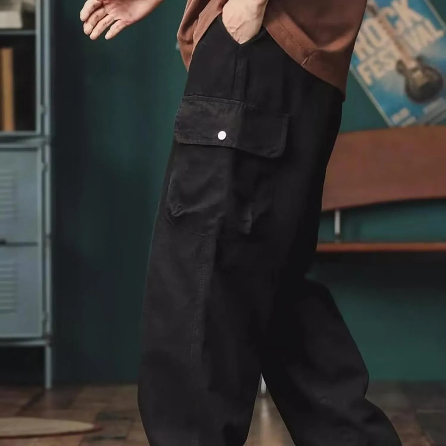 Mens Casual Pants Relaxed Fit,Casual Pants Elastic Waistband with Adjustable Mens Joggers Mens Yoga Pants
