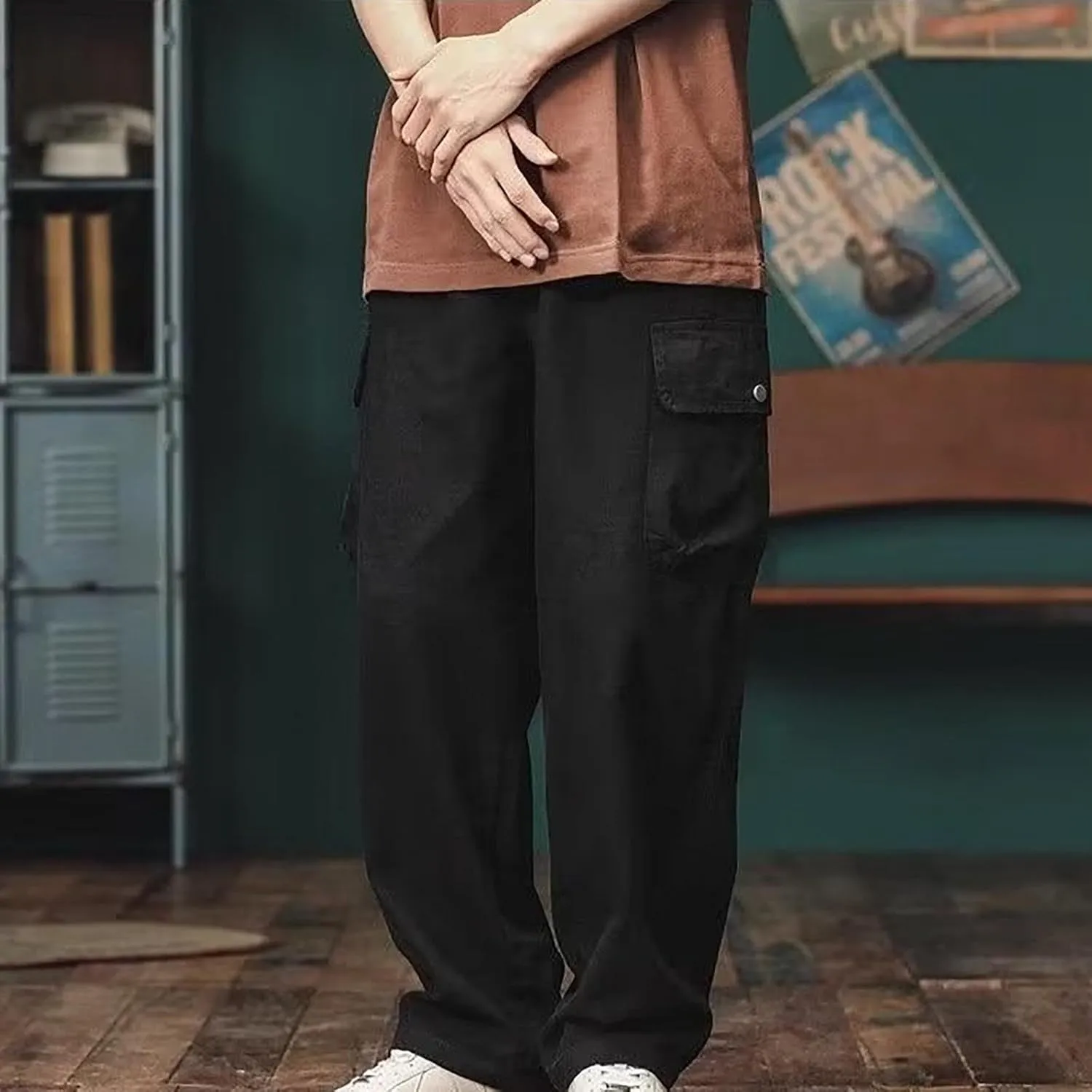Mens Casual Pants Relaxed Fit,Casual Pants Elastic Waistband with Adjustable Mens Joggers Mens Yoga Pants