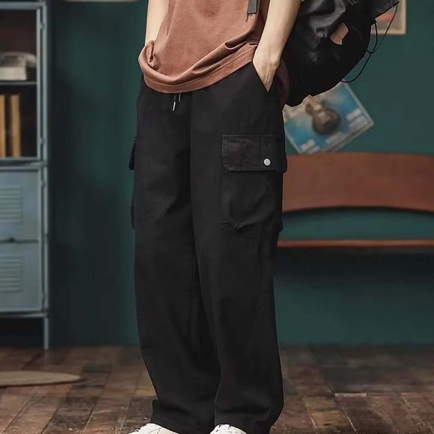 Mens Casual Pants Relaxed Fit,Casual Pants Elastic Waistband with Adjustable Mens Joggers Mens Yoga Pants