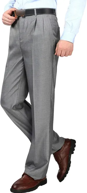 Men's Classic Fit Flat Front Dress Pants Skinny Casual Business Chino Pants Stretch Slim Fit Skinny Suit Pants (40,Grey 2)