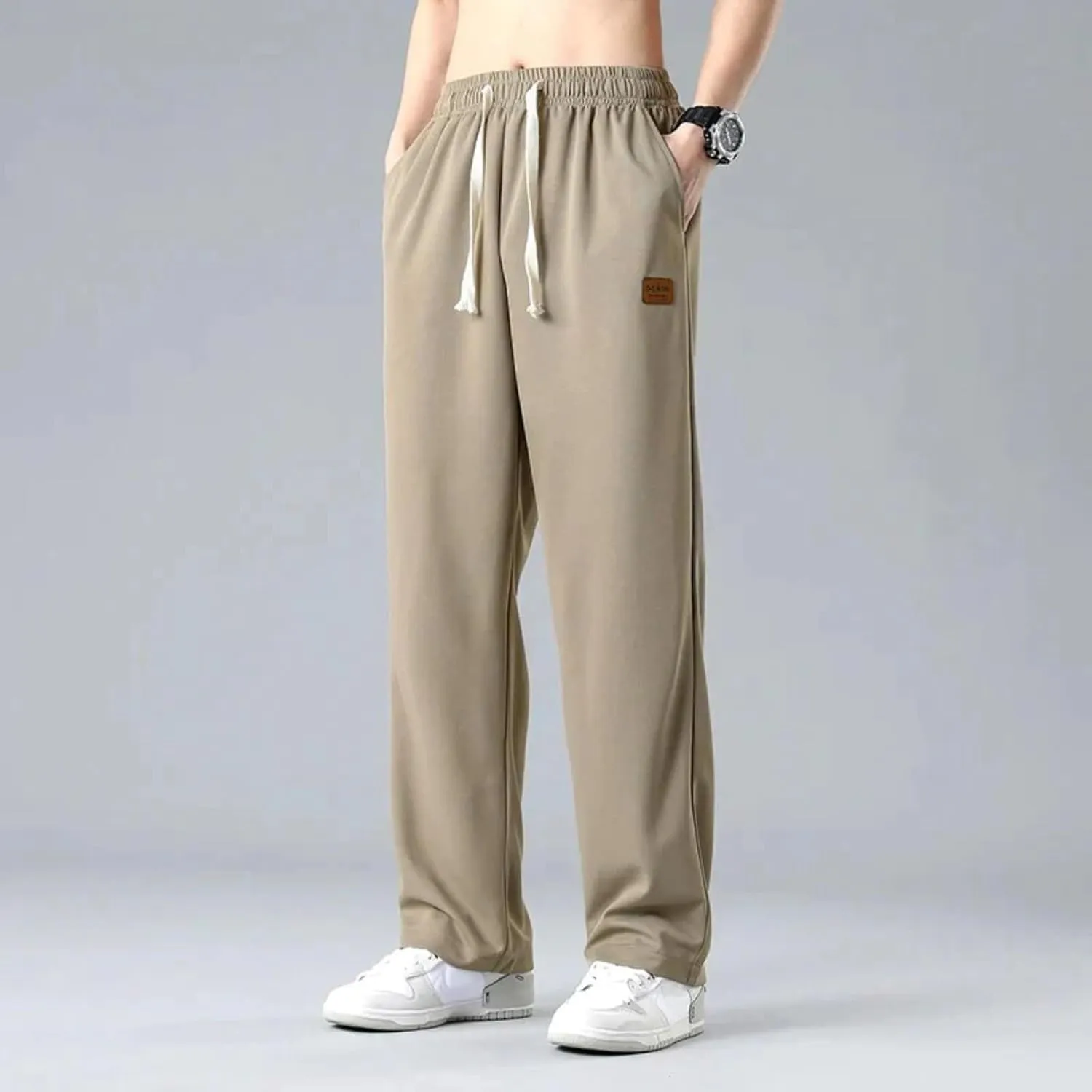 Men's Combat Cargo Pants Casual Linen Stretch Elastic Waist Pant Sweatpants Joggers Loose Training Gym Running