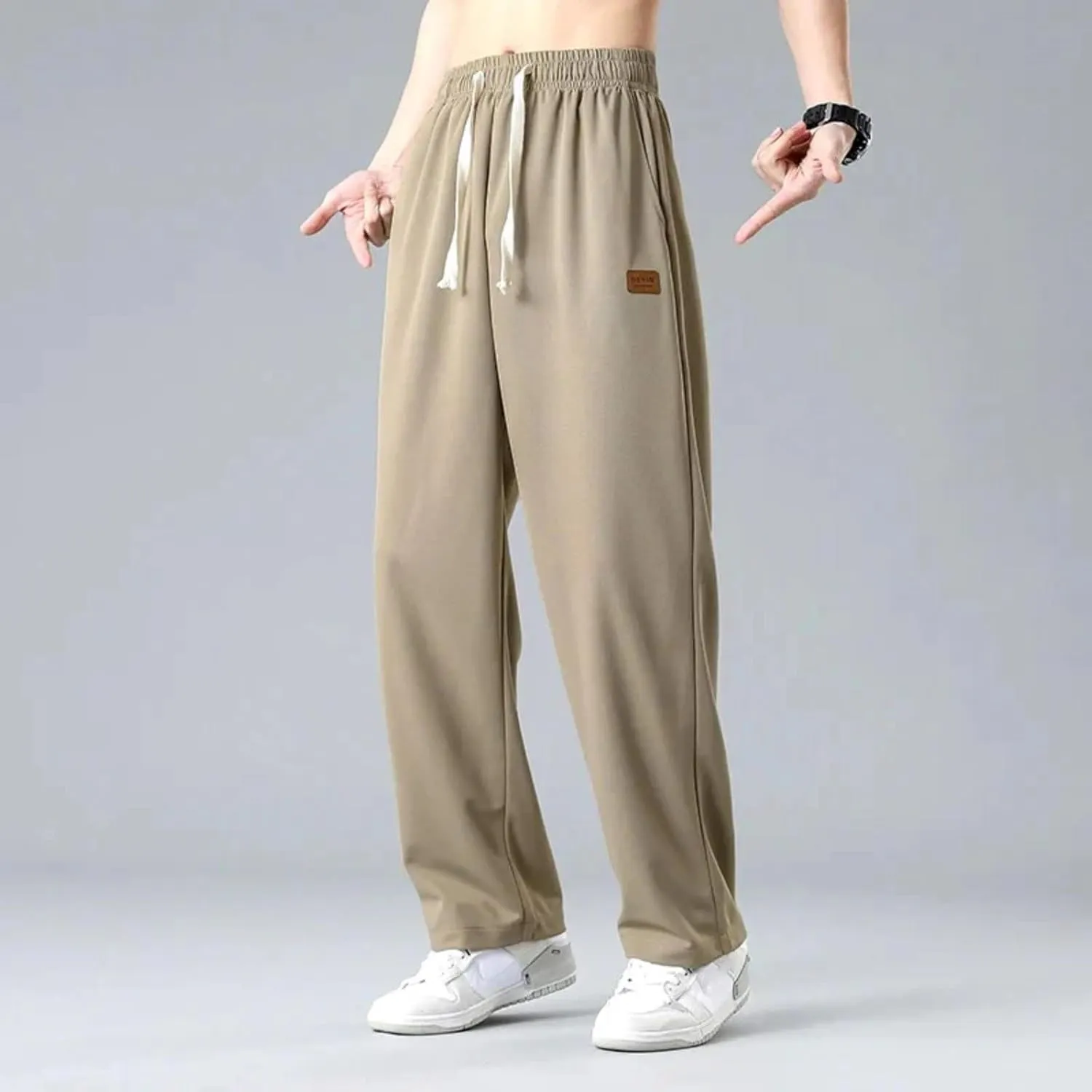 Men's Combat Cargo Pants Casual Linen Stretch Elastic Waist Pant Sweatpants Joggers Loose Training Gym Running