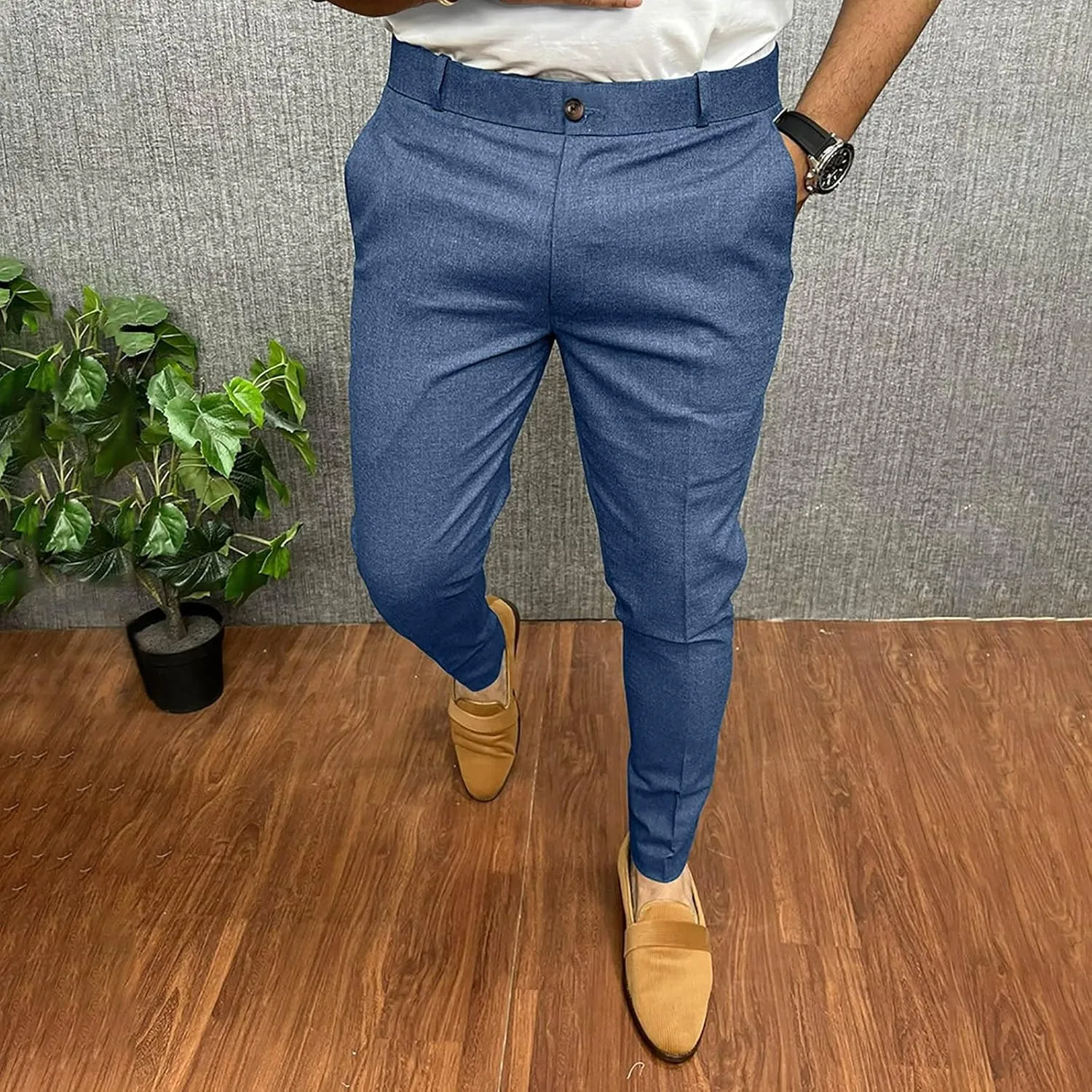 Men's Golf Pants Slim Fit Stretch Work Dress Pants Quick Dry Lightweight Business Casual Trousers with Pockets