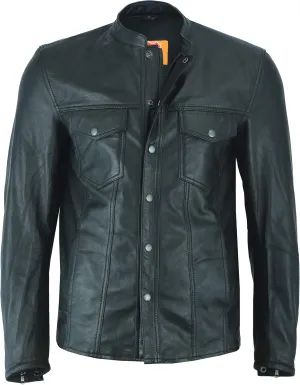 Men's Motorcycle Leather Shirt Style Jacket in Lightweight Leather