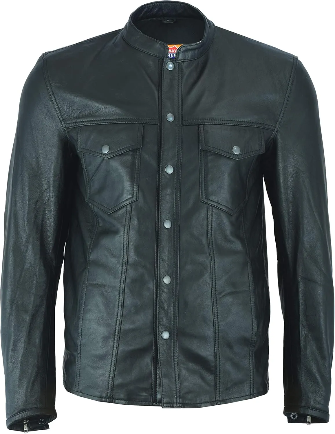 Men's Motorcycle Leather Shirt Style Jacket in Lightweight Leather