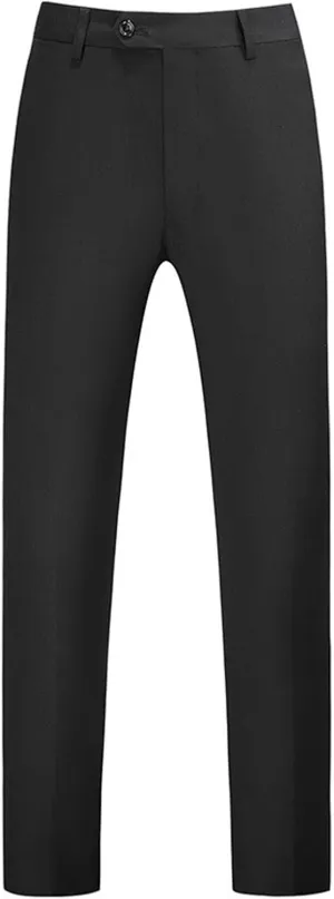 Mens Plus Size Dress Pants Plain Slim Fit Suit Pants Casual Trendy Party Trousers Straight Leg Flat Front Slacks