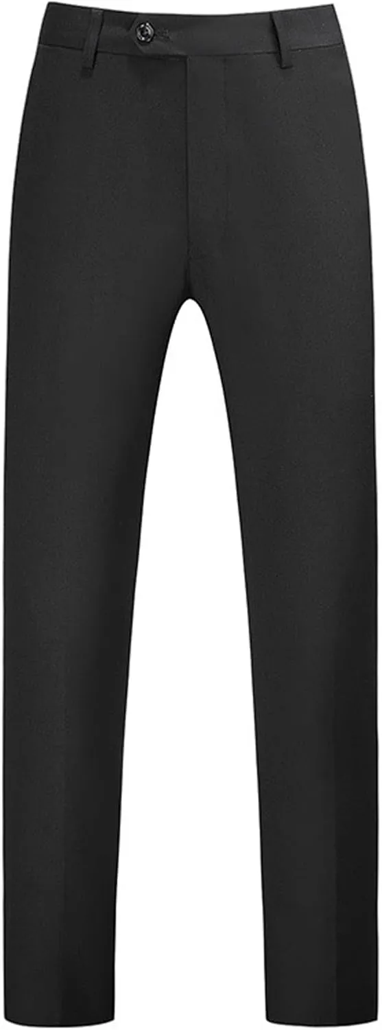 Mens Plus Size Dress Pants Plain Slim Fit Suit Pants Casual Trendy Party Trousers Straight Leg Flat Front Slacks