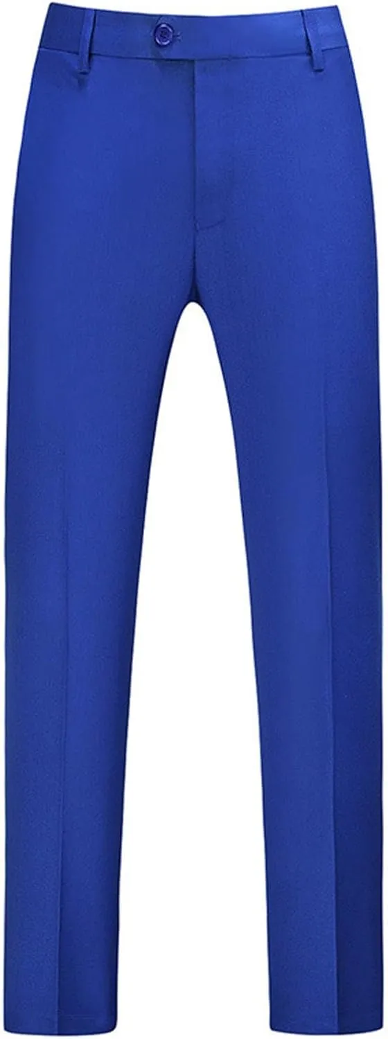 Mens Plus Size Dress Pants Plain Slim Fit Suit Pants Casual Trendy Party Trousers Straight Leg Flat Front Slacks