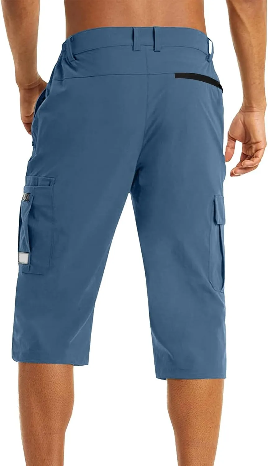 Mens Quick Dry Lightweight 3/4 Hiking Walking Shorts Outdoor Thin Work Climbing Capris Shorts ith Multi Pockets 2024 Fashion