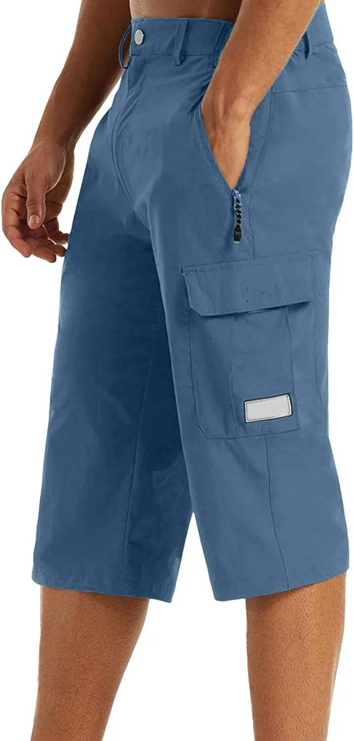 Mens Quick Dry Lightweight 3/4 Hiking Walking Shorts Outdoor Thin Work Climbing Capris Shorts ith Multi Pockets 2024 Fashion